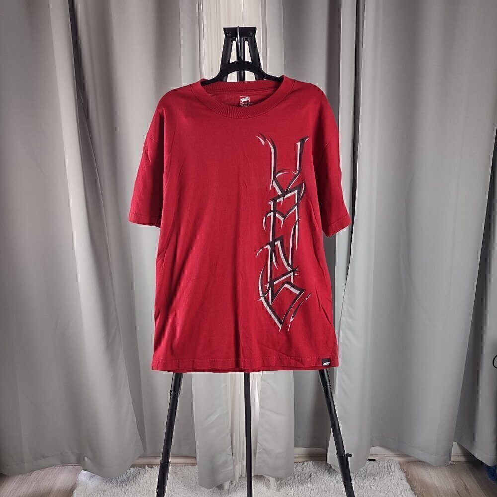 Vans Men's 100% Cotton, Red Cardinal Short Sleeve Vintage T Shirt Size Large